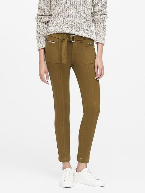 BANANA REPUBLIC MID-RISE SKINNY UTILITY JEANS IN CINDERED OLIVE GREEN - MUQQI